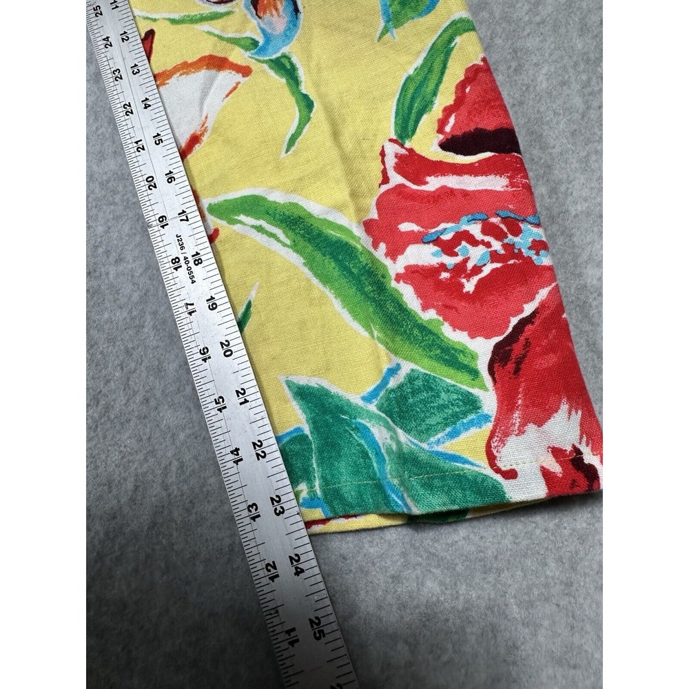 Lauren Ralph Lauren 2Petite 100% Linen Floral Pants Yellow Women's Spring Summer - Picture 7 of 7